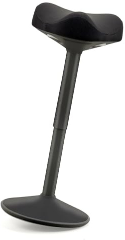 Sgabello ergonomico a dondolo, migliora la postura, base bombata antiscivolo, seduta comfort trapuntata, forma sella, altezza regolabile, post seduto in piedi, lavoro, ufficio, casa, disegno, nero