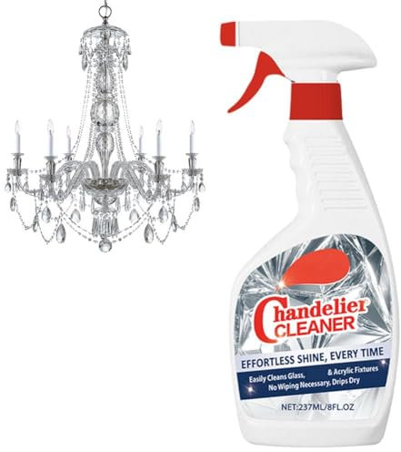 Kronleuchter-Reiniger, Tropfen-Spray, kein Wischen, Staubentferner und streifenfreies Glasreiniger-Spray für Kristall-Kronleuchter und Fensterscheiben, vielseitiges Haushaltsreinigungszubehör