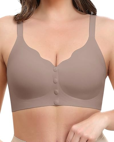 Jiuday Vorderverschluss BH Damen ohne Bügel Komfort Bustier | Nahtlos Weich Gepolstert Mit Stützendem Halt, Leicht Anzuziehen, Für Stillende Und Ältere Frauen Mit Sanftem Tragegefühl