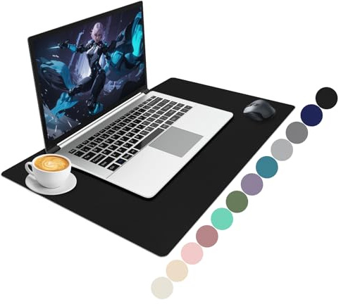 Niviy Schreibtischunterlage Leder,XXL Mousepad,Büro Tischunterlage,rutschfest PU Office Mauspad Wasserdicht Schreibunterlage Für Büro,Home und Laptop 60X40CM,Schwarz Rutchfeste Wildleder
