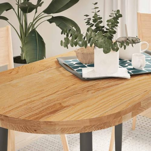 BOWEKAM Möbel, Tischzubehör, Tischplatten, Tischplatte hellbraun, 120 x 60 x 4 cm, Massivholz, Eiche, oval