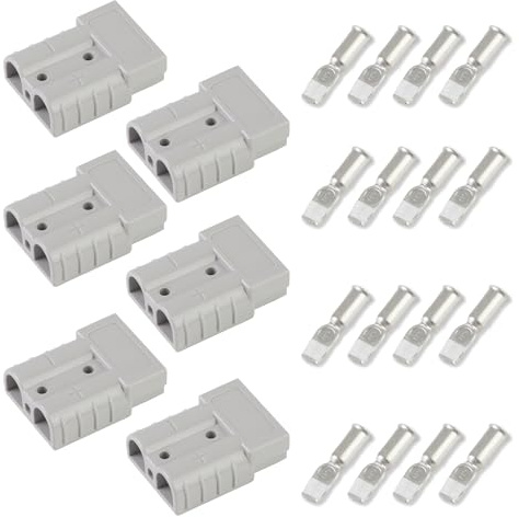 6 pezzi Anderson Spina 50A, 600V Collegamento Batteria Quick Connect, Spine Batteria con 12 Morsetti di Rame, Spina Batteria Anderson 50A per Auto, Camper, Carrelli Elevatori Elettrici (Grigio)