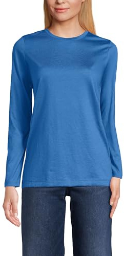 Lands' End Women's Long Sleeve Crew Neck T-Shirt - Blue - L