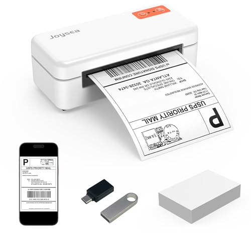 Joysea Bluetooth Thermodrucker für Versandetiketten, 4x6 Zoll Kompatibel mit Android iOS Windows, Ideal für Amazon Paketetiketten im Kleinunternehmen & Home Office
