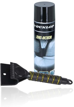 DUNLOP Kit Dégivreur 600ml & Grattoir 2-en-1 28cm - Dégivrage Rapide Vitres Auto, Poignée Ergonomique, Anti-Givre
