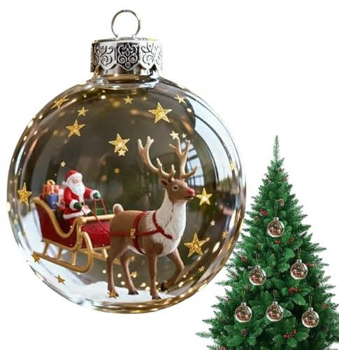 Rentier Weihnachtsbaum Kugel Ornamente Tiere Weihnachtskugeln Ornamente Klar Tier Kugeln Anhänger für Baum, Kranz, Kamin