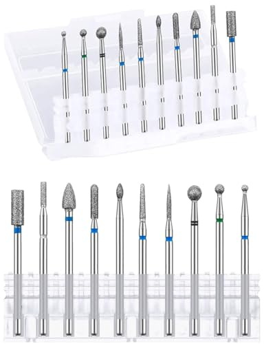 AYHYHLJZJ Juego de 10 brocas profesionales de diamante para quitar cutículas, acero de tungsteno de aleación para fresa de uñas, cuerpo de lijado para manicura y cuidado de uñas, brocas para taladro