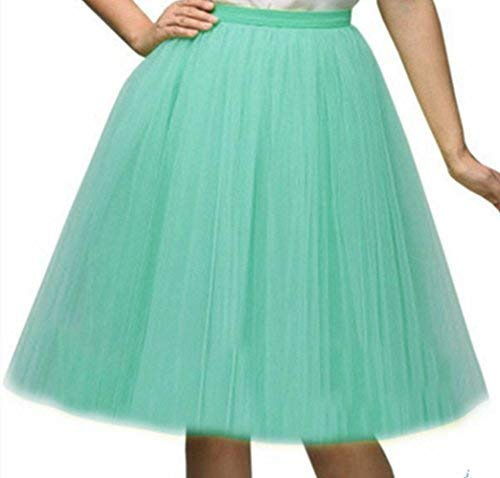 A Liittle Tree -5 Layer Long Ladies Girls Women Ballet Fancy Tutu Skirts Underskirts Petticoat (Mint)