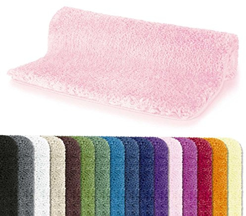 Spirella Highland Mikrofaser-Badematte – rutschfest, schnelltrocknend und waschbar – 100% weiches und strapazierfähiges Polyester – Hellrosa – 80 x 150 cm