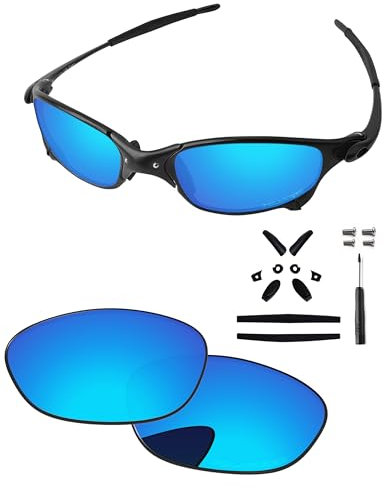 PapaViva Ersatzlinsen & Gummi-Kits für for Oakley Juliet Eisblau - Polarisiert