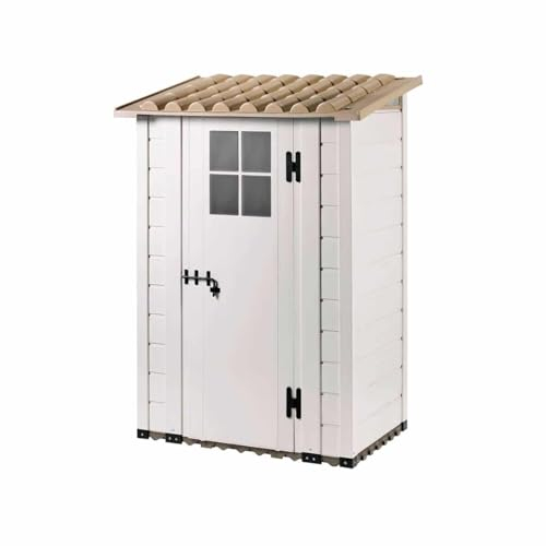 Gardiun Abri de Jardin en Résine Tuscany Evo 100 1,32m² 95x139x201 cm Blanc/Beige 1 Porte