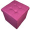 HomeHarmony® Quilted Top Folding Storage Ottoman Seat, Stool, Toy Storage Box Linen Look (Dusky Pink, Medium)
