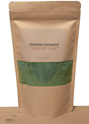 KERZENSAND Wachsgranulat 400g inkl. 3 Dochte - Palmwachs Kerzengranulat - universal einsetzbar - kreativ - vielseitig - dekorativ - Farbe: Tannengrün