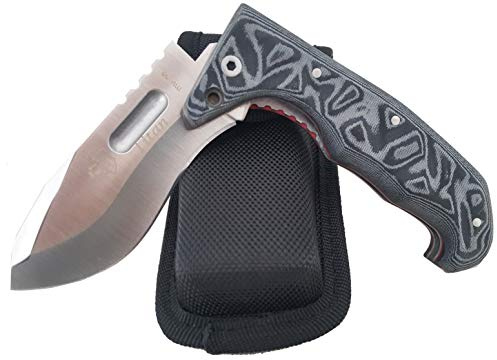 J&V TITAN Survival-Klapp-Messer Liner-Lock Klappmesser - Stahl MOVA 58 - Cordura Scheide - Outdoor Camping Bushcraft Messer