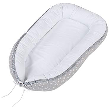 babybay Kuschelnest, perlgrau Sterne weiß