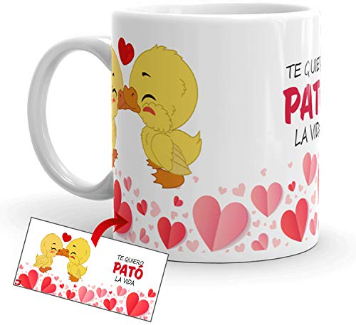 Kembilove Taza de Desayuno para Parejas con Bonitas Frases Te Quiero pató la Vida - Regalo Original Taza con diseños Coloridos para Enamorados Novios y Novias San Valentín - Taza para Enamorados