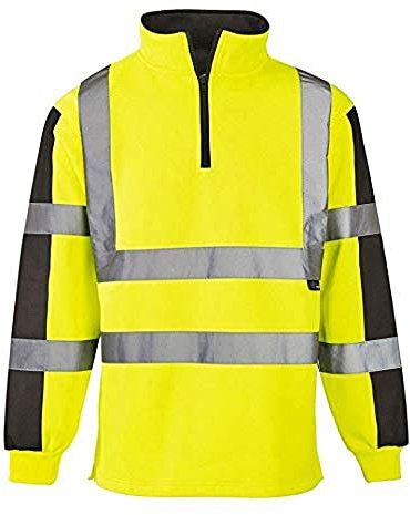 shelikes Hi Vis Viz 2 Tone Rugby Shirt High Visibility Reflective Safety Traffic Construction Two Tone Sweatshirt Jumper Workwear Top Yellow/Navy