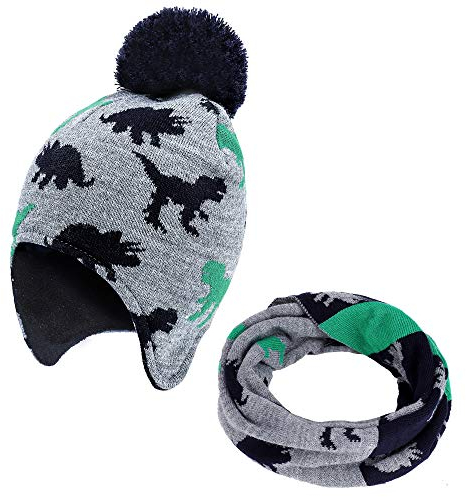 MaoXinTek Cappello Sciarpa Bambino Invernale Beanie Cappelli con Pompon(2-5 Anni)