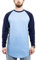 Blackskies Baseball Longsleeve T-Shirt | Langes Oversize Fashion Basic Langarm Raglan Herren Longshirt Long Tee Melliert - Hellblau-Navyblau Large L