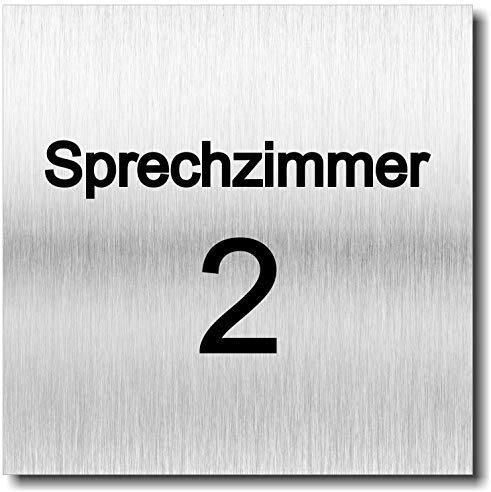 Schild Türschild Sprechzimmer 1 2 3 4 UV Druck 12 x 12cm - 3mm Aluverbund - Made in Germany - Art.Nr. 2071 (Sprechzimmer 2)