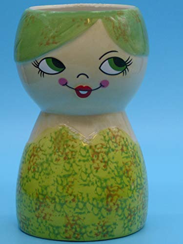 Pommerntraum ®| Blumentopf Pflanztopf Übertopf Kräutertopf Blumenvase Vase Frauenkopf Frauengesicht Kopf Gesicht Nana Lady (grün - 20,5 cm)