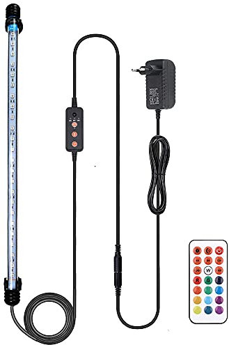 VARMHUS Tauchen Aquarium Licht,Aquarium LED Beleuchtung Die Fernbedienung kann 13 Farben und 5 Helligkeitsstufen einstellen,24/7 Automatischer Öffnungs-Schließzyklus und Dreistufiger Timer (RGB, 48cm)
