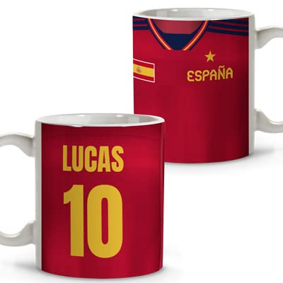 LolaPix Taza España. Tazas fútbol. Tazas Personalizadas con Nombre. Taza Desayuno fútbol. Regalos Personalizados. Varios diseños. 330ml cerámica.ESPAÑA
