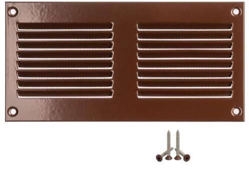 200x100mm Griglie D'Aerazione/Ventilazione in Metallo - Marrone Griglia D'aria con Rete Anti Insetti