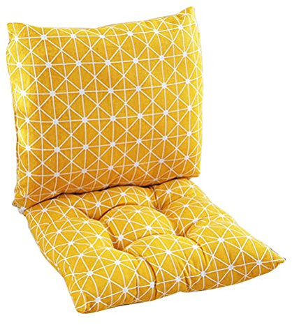 Zerxi Thick Printed Chair Cushion Square Seat Pad Back Breathable One-piece Style Mat with Fixable Rope Strings for Office Dining Classroom Garden Outdoor (Yellow Geometry (Plus, 45 x 90 cm))