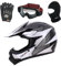 Zorax ZOR-X19 Weiß S (49–50 cm) Predator Kinder Motorrad Motocross MX Helm & Handschuhe S (5cm) & Schutzbrille & Sturmhaube ECE 2206