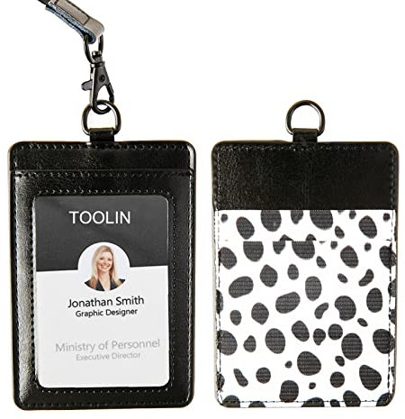 Ausweishalter aus Leder, schlank, minimalistisch, elastisch, vertikaler Kreditkartenhalter für Männer und Frauen, mit Umhängeband (Schwarz-C)