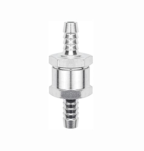 Tiardey Clapet anti-retour unidirectionnel de Non-retour de Carburant 8 mm 1/4 Pouce en Alliage D'aluminium Chrome pour Essence Diesel Eau Marine