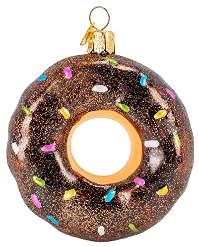 Old World Christmas Christbaumschmuck in Form eines Donuts, Milchglasgeblasen, Schokoladenbraun