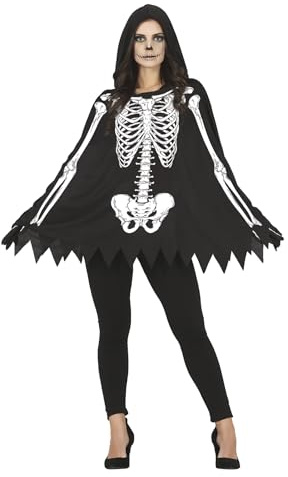 FIESTAS GUIRCA Déguisement de poncho noir avec imprimé squelette pour femme adulte