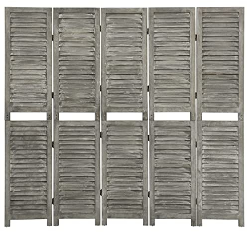 vidaXL Raumteiler 5-TLG. Trennwand Stellwand Paravent Spanische Wand Sichtschutz Umkleide Faltwand Raumtrenner Grau 179x166cm Massivholz