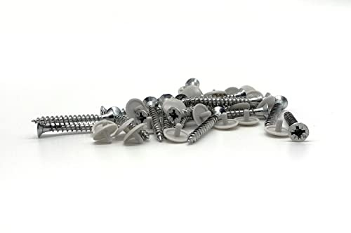 Deco-Raum Spannplattenschrauben Set 100 Stück mit Innenloch 4,5 x 40mm Universalschrauben mit Kreuzkopf Stahl Verzinkt Abdeckkappen in Lichtgrau