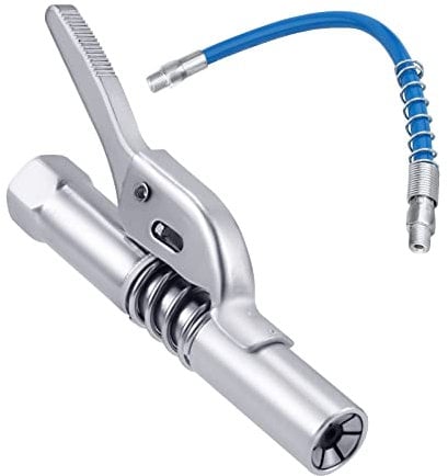 TOYMIS Grease Gun Coupler, 12,000 PSI Working Pressure Quick Release Grease Coupler with Hose Easy to Lock Handle Grease Gun Flexible Hose Compatible with All Standard 1/8 NPT Grease Gun Fitting