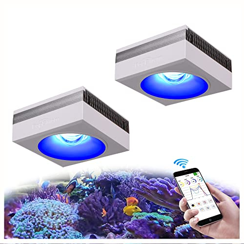 PopBloom RL90 WiFi Meerwasser Led Aquarium Beleuchtung, App Kontrolle Programm Salzwasser Riff Aquarium Beleuchtung für Korallenriff Marine Fisch Tank SPS/LPS Rock (für 80-120cm Becken)