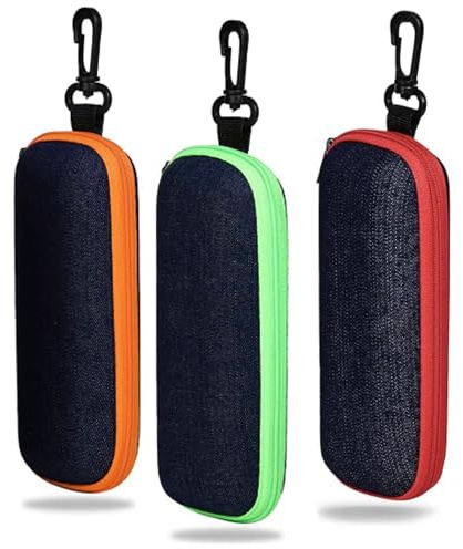WANGXC 3 Pcs EVA Zipper Glasses Case Fashion Portable Denim Fabric Hard Spectacle Case Women's Eyeglasses Case Eyewear Protector Glasses Box