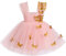 FYMNSI Robe de Princesse Pour Bébé Fille - Baptême, Mariage, Soirée - Tulle Avec Papillon - Rose et Doré, 3-4 Ans