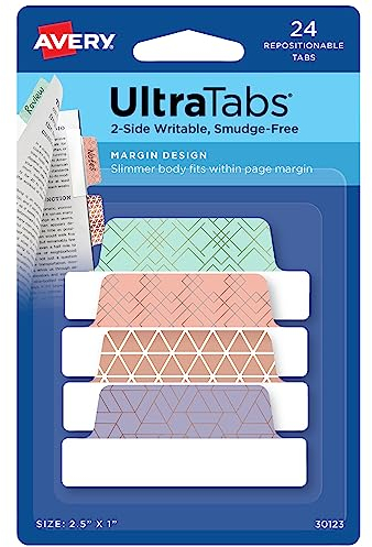 AVERY Zweckform Art. 30123 Haftstreifen transparent/pastell (24 Haftnotizen, 63,5x25,4mm, beschreibbare Index Tabs Folie, ablösbare Klebezettel, Page Marker, Sticky Notes, Klebemarkierungen)