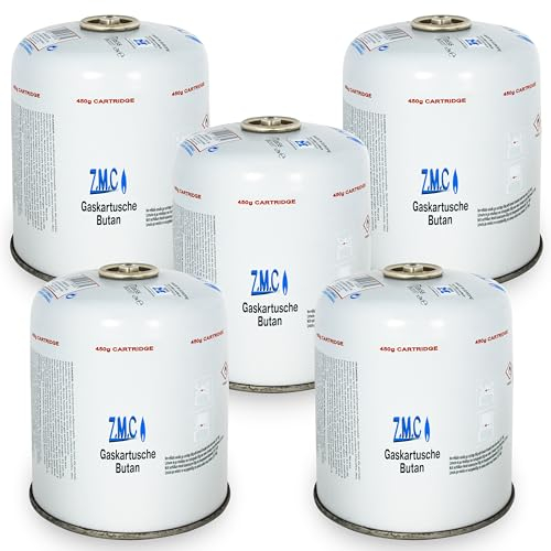 Z.M.C 5X Gaskartuschen 450g, Propan/Butan Gas 810ml, Gaskartusche EN417, Eurogewinde Schraubgewinde Anschluss, Schraubkartusche für Unkrautbrenner, Universal Druckgasdose mit Schraubventil