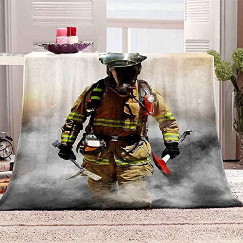 okoikfc Kuscheldecke Flauschig 150x200 cm 3D Feuerwehrmänner Decke Fleecedecke - Wohndecke, Sofadecke Kleine, Decke Couch Blanket, Kuscheldecke Kinder, Sofa überwurfdecke