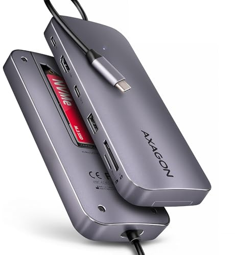AXAGON HMC-6GM2 Multiport-Hub, USB-C 3.1, M.2-NVMe/SATA, HDMI, Gbit-LAN, 1x USB-A, 1x USB-C, CR