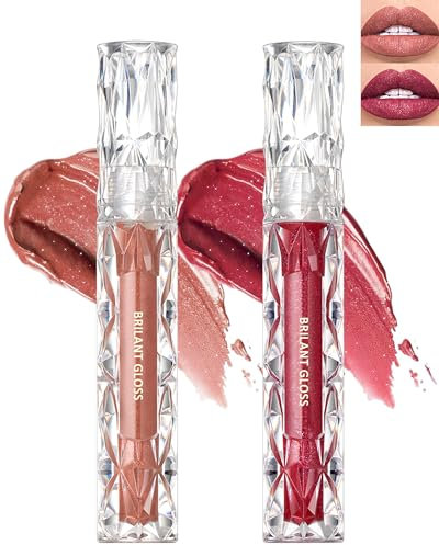 Rouge à Lèvres Pailleté Rose-2Pcs Très Pigmenté Lip Color Lip Gloss, Rouges à Lèvres Longue Tenue Brillant, Waterproof, Not-stick Cup Liquide Mat Lipstick, Maquillage Cadeaux pour Femmes-03+04