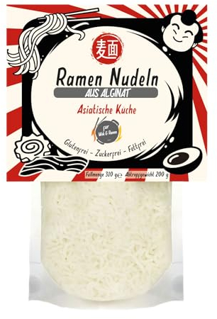 Ramen Nudeln 200g | Nur 10kcal pro 100g | Algen Nudeln | Glutenfrei, Fettfrei & Vegan | Geruchs - und Geschmacksneutral | Made in Germany | Schultz und König