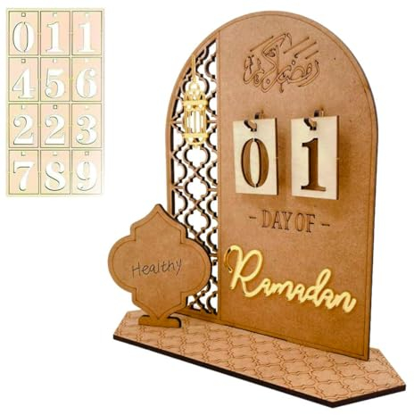 Holz Ra-madan Adventskalender, Rustikaler 30 Tage Countdown Ramadan Kalender Kinder Ramadan Mubarak, Ramadan Kalender Elegante Ramadan Dekorationen für Zuhause, Eid