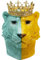 Kare Design Deko Figur Crowned Tiger, Blau/Gelb, Deko Objekt, gekrönter Tiger, handbemalt, Unikat, 33x28x24 cm (H/B/T)