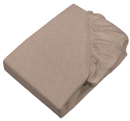 sleepling Biber Spannbetttuch Melange, Feinbiber Spannbettlaken, Made in Germany, Matratzen bis 23 cm Höhe, Rundum Gummizug, Ökotex, waschbar 60 Grad, 140 x 200, beige meliert