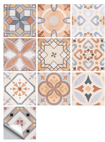 Pegatinas De Azulejos Polvo Retro Resistente Al Agua Pegatinas De Azulejos De Pared,Pared Cocina,Calcomanía De Pared Pegatina De Pvc Para Decor Azulejos Muebles Baño10X10Cm